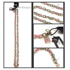 NWT Kate Spade ♠️ Gold Tone SPADE LOCK Iron & Marbled Pink Resin Chain Belt